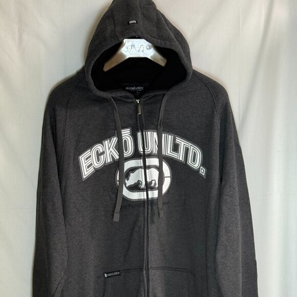 NWT Ecko Unltd Micro Echo Hoody Men's Full Zip Jacket - Charcoal Grey -  XXL - Picture 1 of 7